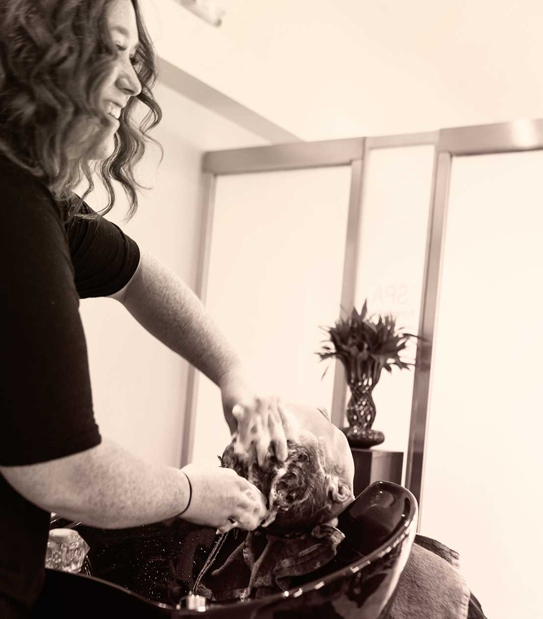 Washing hair at Hair salon in Naples, Florida
