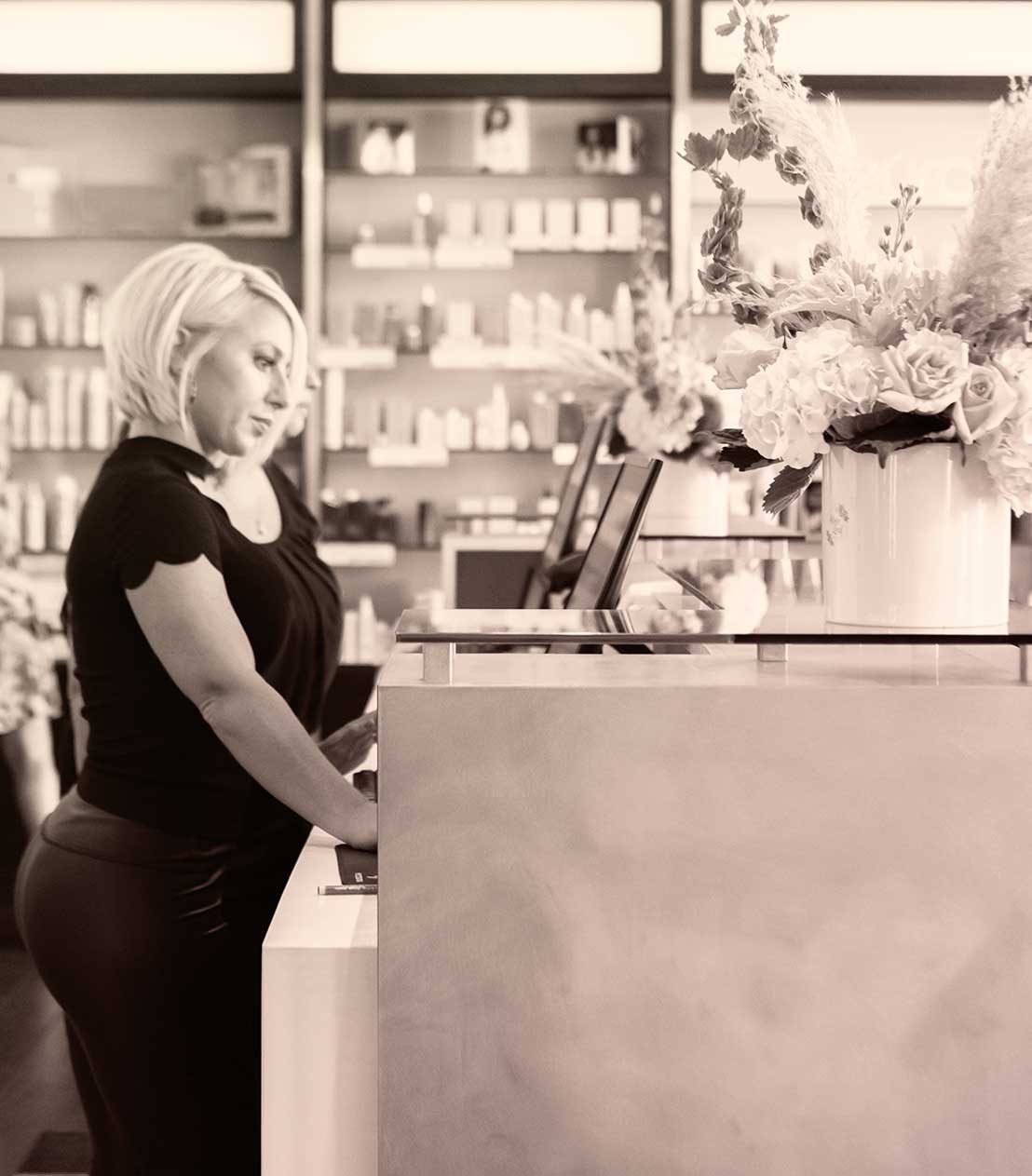 Front desk at The Beauty District, Naples Hair Salon